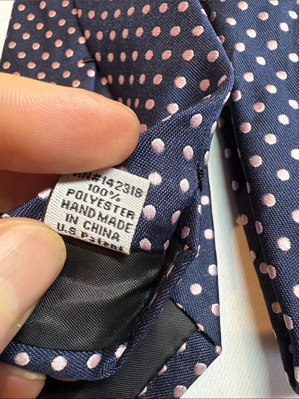 Nick Graham Navy with Pink Polka Dots Poly Tie